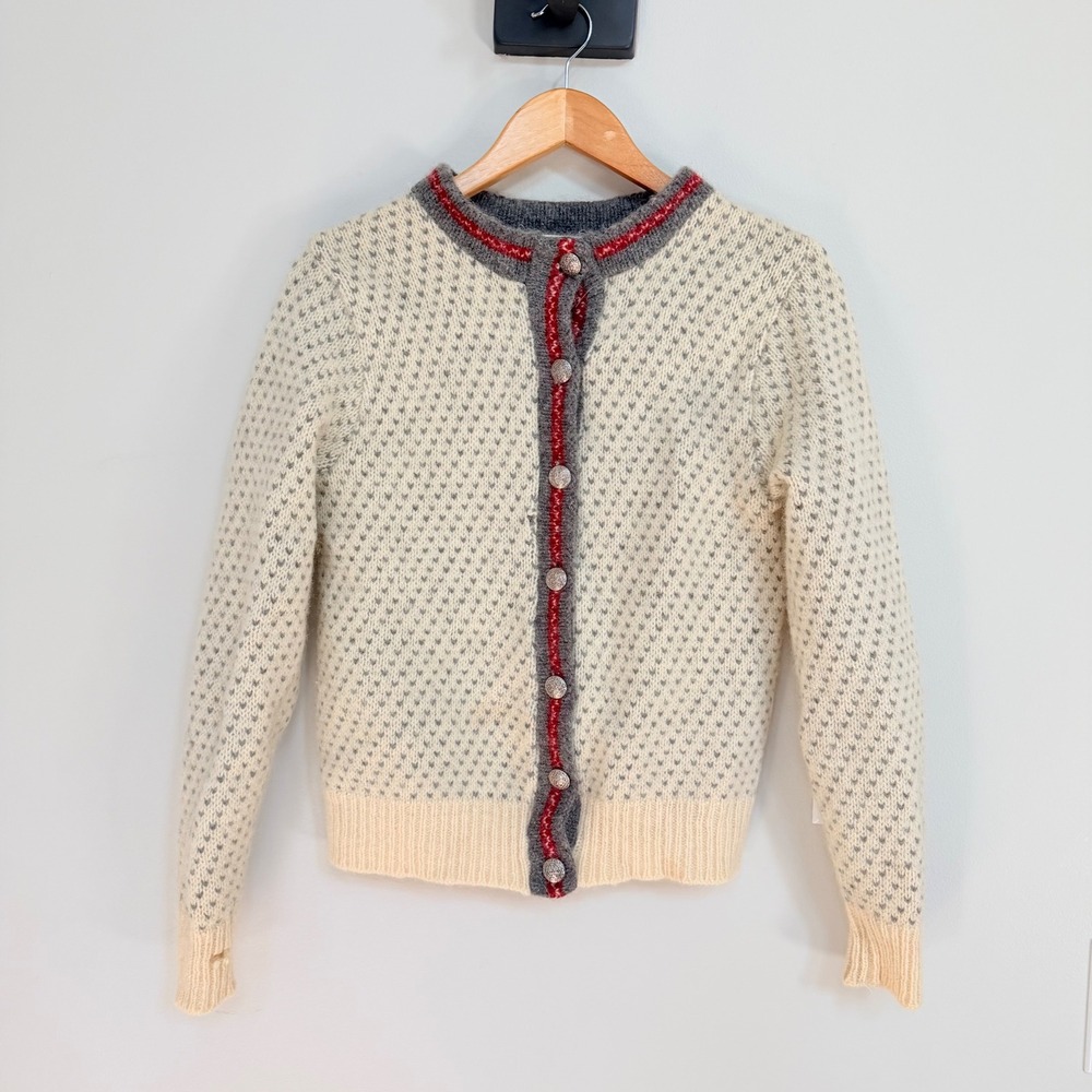 Vintage L.L. Bean Cardigan Fair Isle Wool Sweater S Made in USA As Seen On UO